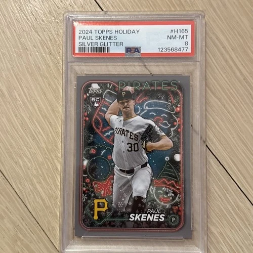 2024 Topps Holiday Paul Skenes SILVER GLITTER ROOKIE RC #H165 PSA 8 NM-MT