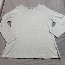 Tiara International Sparkly Silver Long Sleeve Top L Acrylic & Lurex