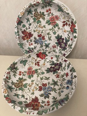 Dahar Decorated Ware The Tin Company 1971 Made In England Set Of 2 Bowls Floral