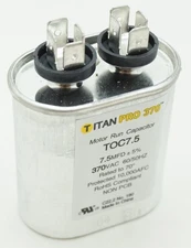 Packard Titan Pro 370 Motor Run Capacitor, Oval, 7.5 Mfd, 370 V, 7.5-370, TOC7.5