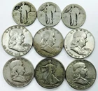 MIXED DATE ASSORTED SILVER HALF DOLLAR & QUARTER LOT! 9 TOTAL COINS! NR #P1571