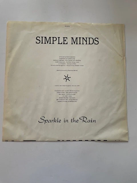 Simple Minds – Sparkle In The Rain- Limited Ed CLEAR LP. Virgin 1984. VG+/VG - Image 4 of 4