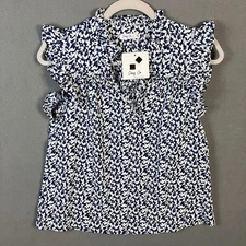 Cozy Co. Women's Ruffle Sleeveless Blouse Size XS Navy NWT