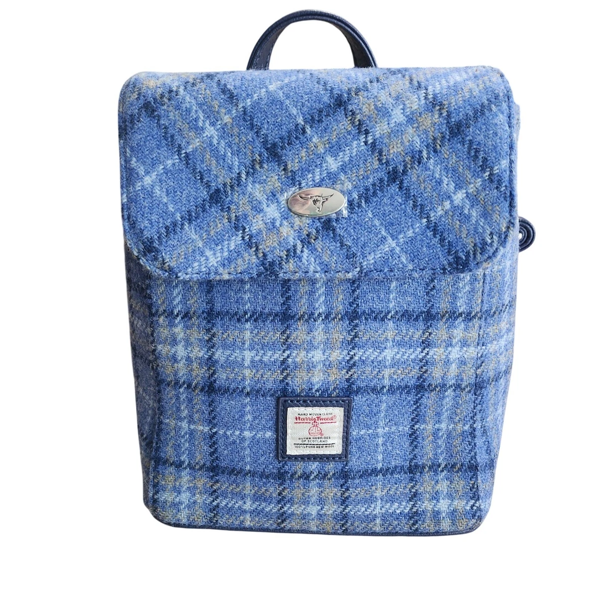 Harris Tweed Glen Appin Mini Backpack Small Blue Tartan Plaid Wool Tummel NEW Harris Tweed Tummel Mini Backpack - Small Backpack with  main image 4