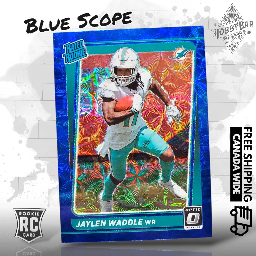 Jaylen Waddle 2021 Donruss Optic Rated Rookie Blue Scope Miami Dolphins RC #208