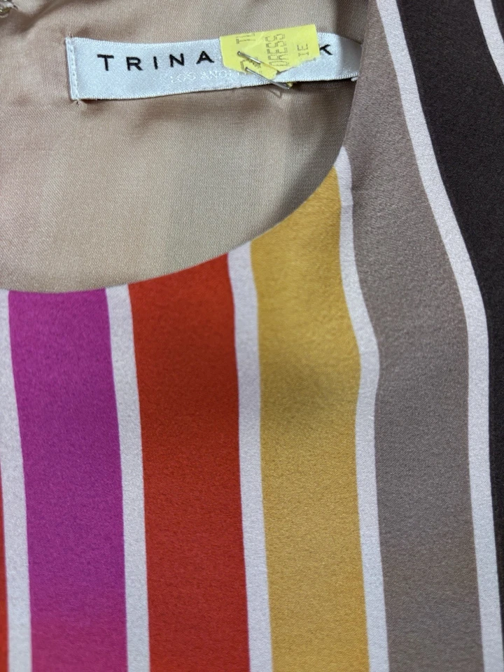 Vestido Trina Turk Multicolor Rayas Mangas 3/4 Largo Forrado Foto 4 de 4