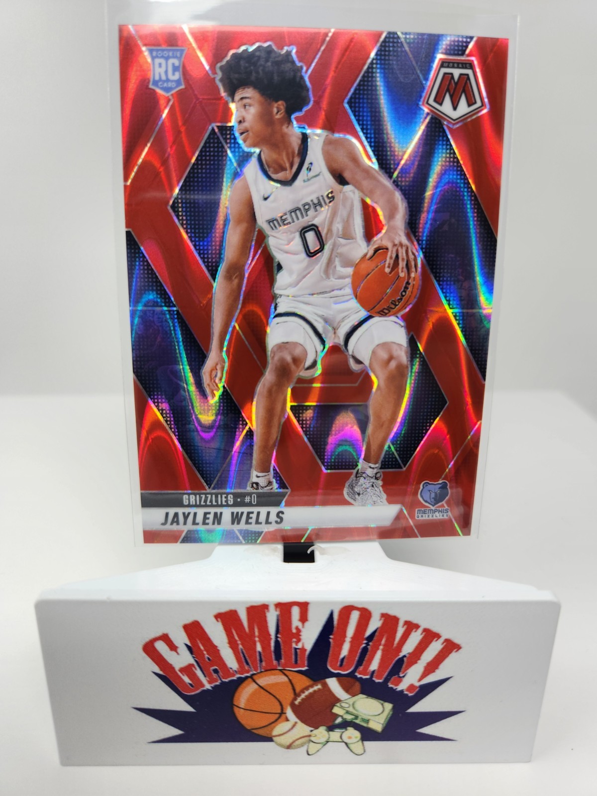 2024-25 Panini Mosaic Jaylen Wells #240 Red Seismic Mosaic Prizm /299 RC Rookie