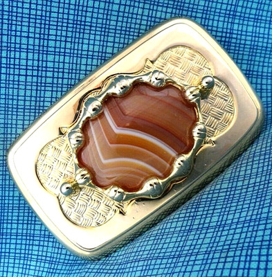 Western Cowboy Dress Belt Buckle Banded Agate Cowgirl Vtg 80s            .TWY559