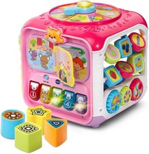 VTech Sort and Discover Activity Cube 75 Songs, Sounds, Melodies in Pink