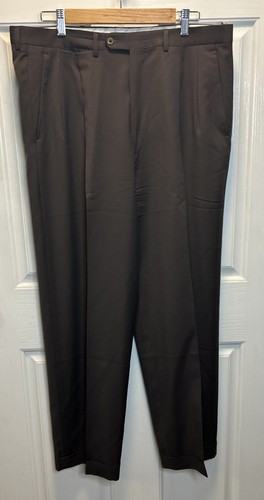 Ermenegildo Zegna, Ermenegildo Zegna Mens Brown Pants Trousers 100% Wool Cuffed 36 Made in Italy