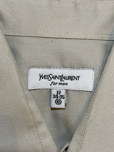 SAINT LAURENT (YSL) YVES SAINT LAURENT camicia elegante manica lunga abbottonata cemento marrone uomo 17 34 35