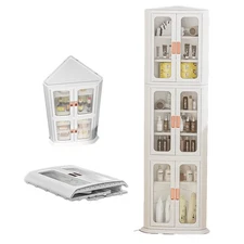 64-Inch Height Corner Cabinet, Freestanding Storage Organizer with Shelves an...