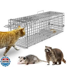 Live Animal Cage Trap 23.5" x 7.7" x 7.2" Collapsible Humane Live Animal Cage