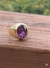 Amethyst Oval Cut Gemstone With 925 Sterling Silver Ring For Men's