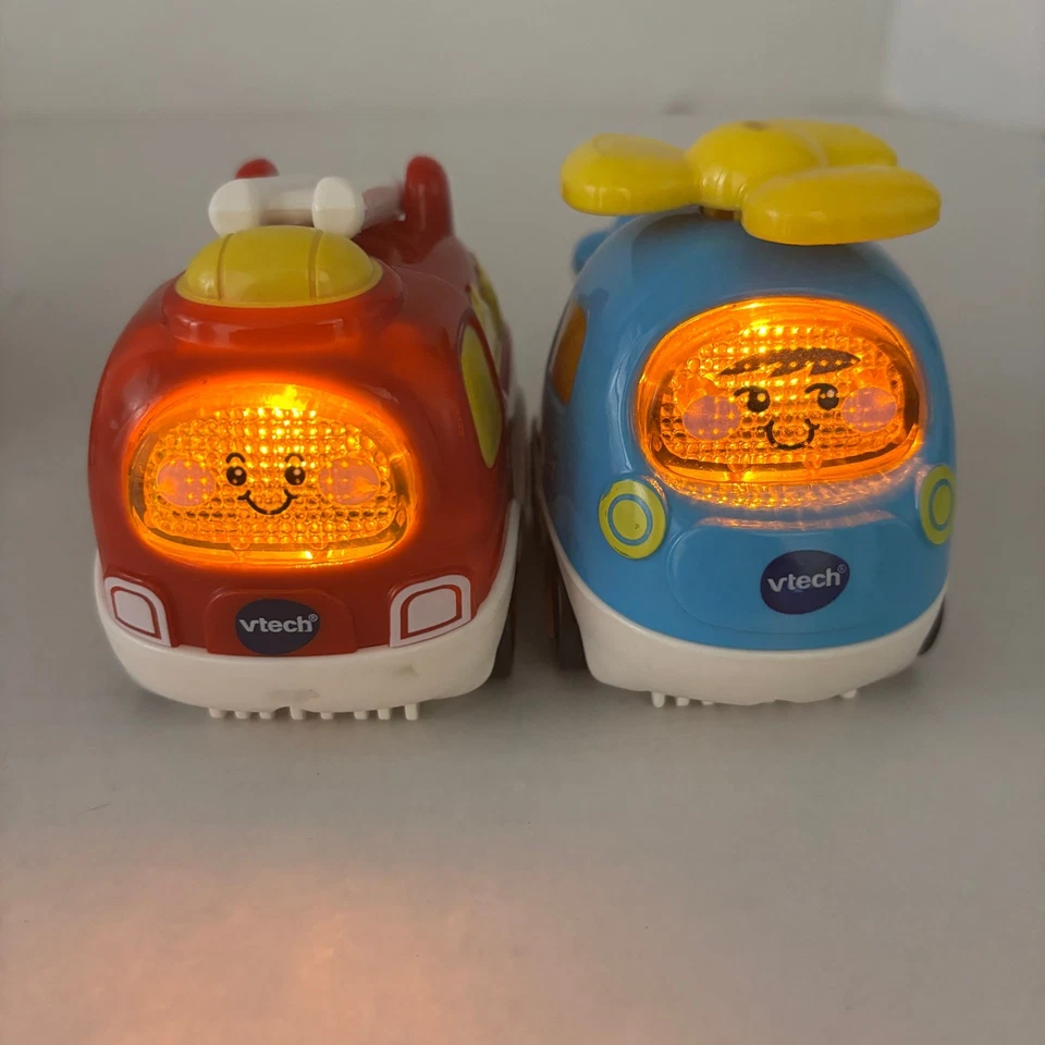 VTech Go Go Smart Wheel Lot 4 Fire Truck Helicopter Police Race Car Tested Works - Image 2 of 4