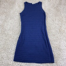 gap womens small solid blue knit sleeveless dress a-line unlined