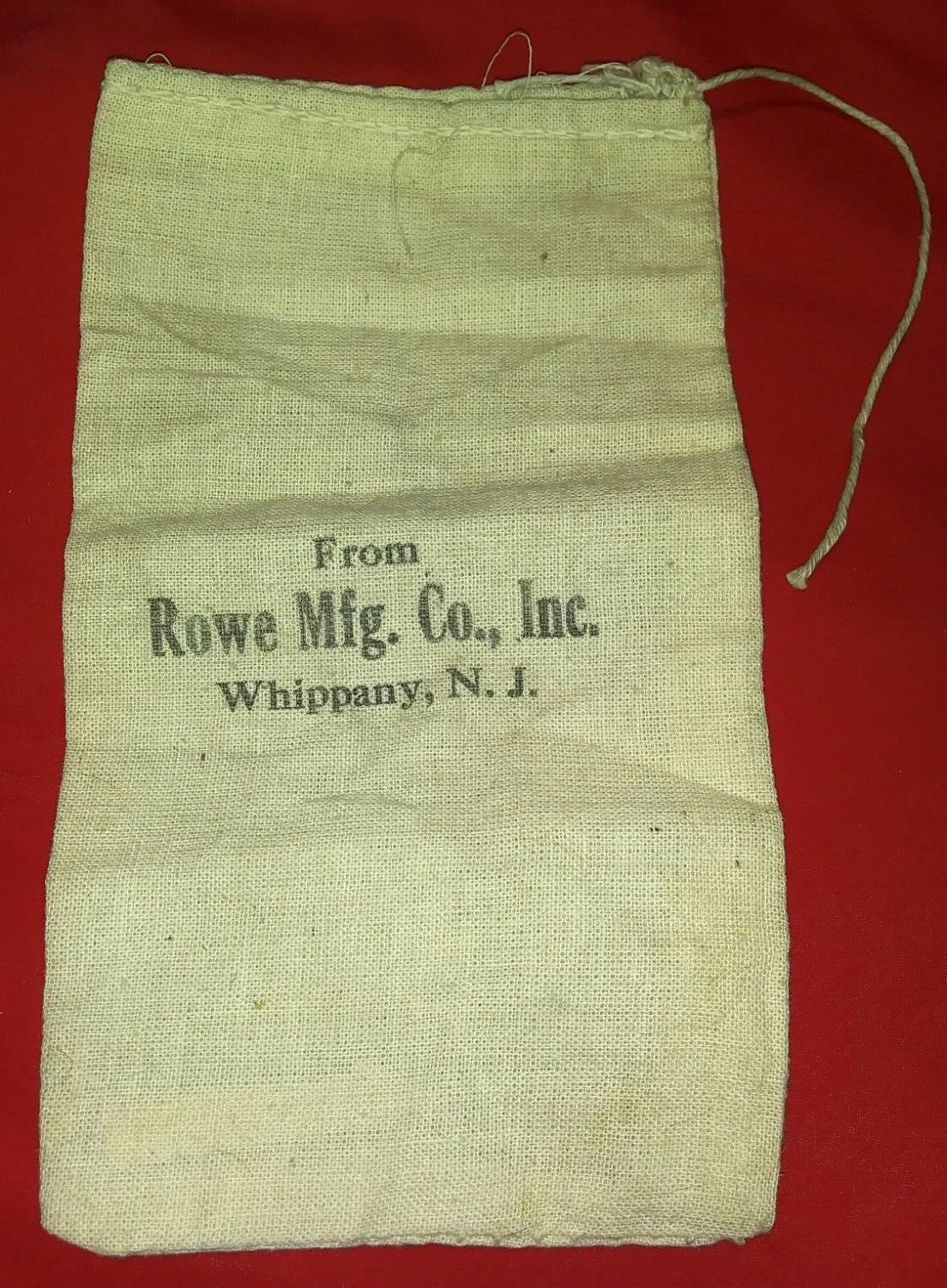 FILA Whippany N.J ROWE MFG.. cloth bag VERY Vintage New Jersey !! 33