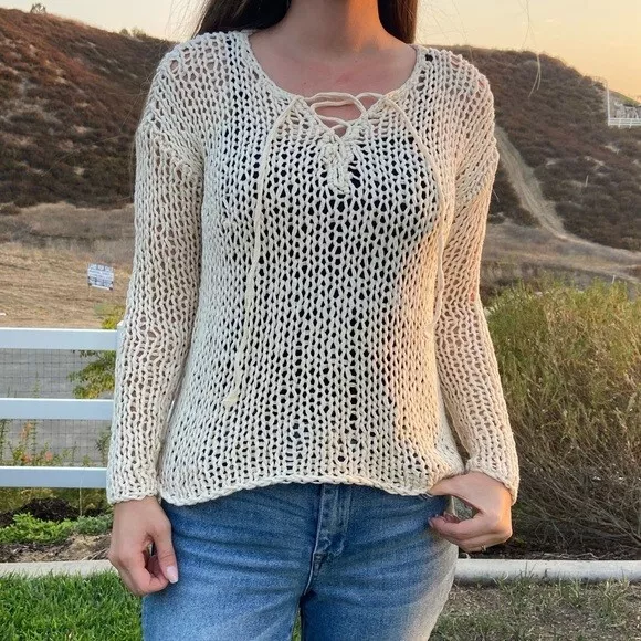 Vince lace online stitch pullover
