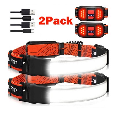 COB LED Headlamp Torch Rechargeable Work Hat Light Bar Laternen 1-2pcs Headlight