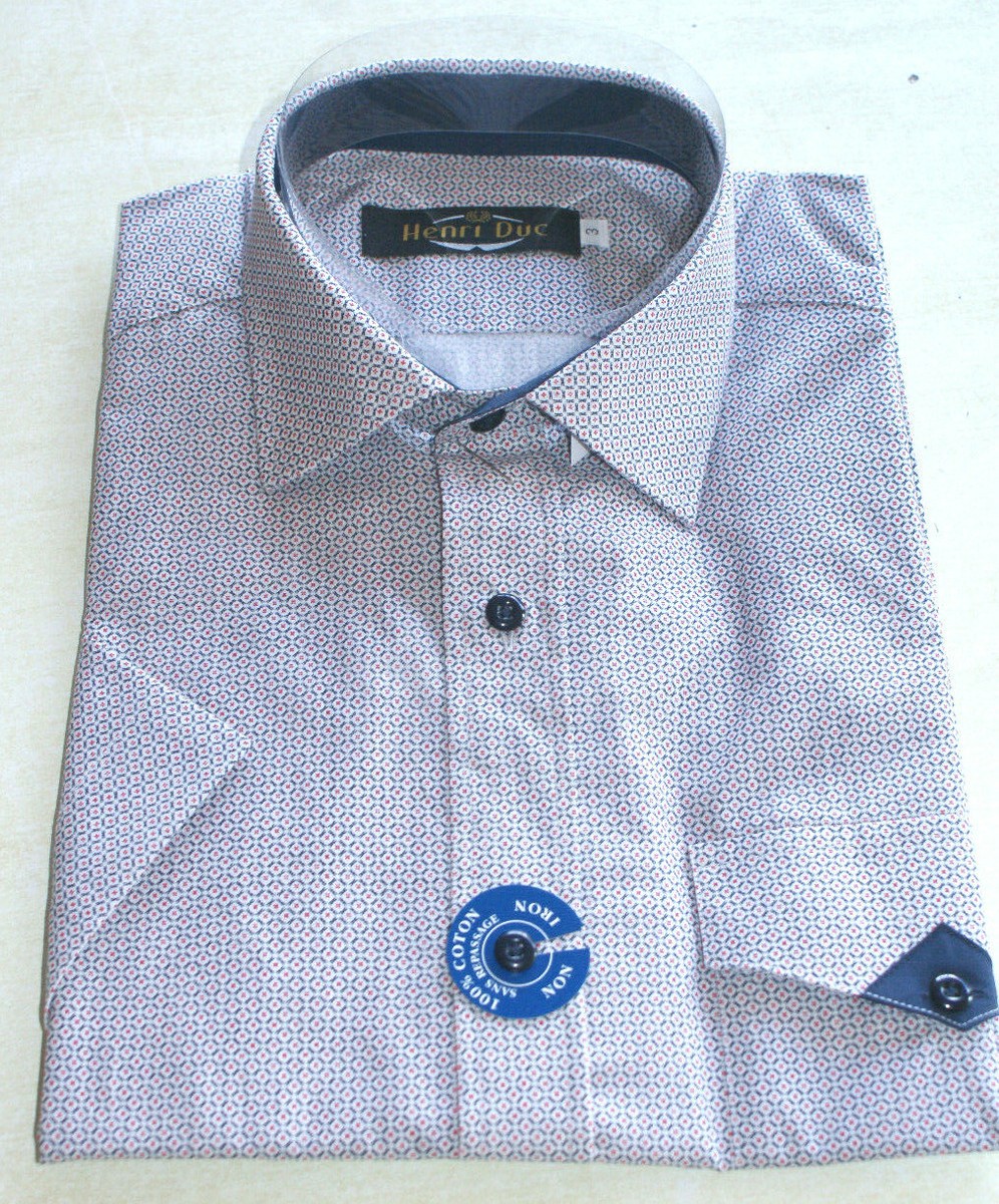 Chemise bleue et fleurs neuve taille 7 (47/48) marque Henri Duc étiquetée à 85