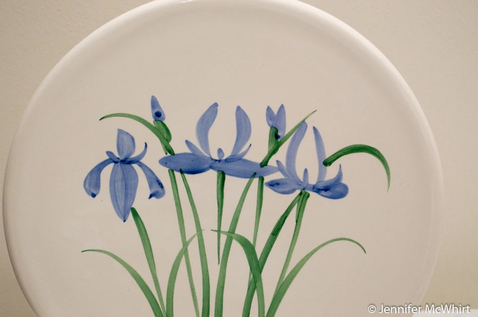 Made-in-the-USA Stoneware Lazy Susan with Iris Design by Clay in Motion - Image 2 of 3