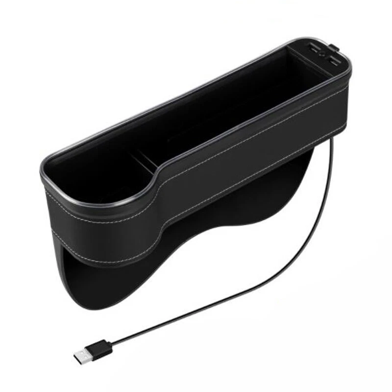 Caja de almacenamiento de asiento lateral derecho para automóvil 1 pieza puerto de carga rápida con luz LED Foto 3 de 4