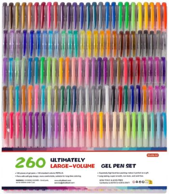 260 Pack Gel Pens Set 130 Colors with 130 Refills for Adults