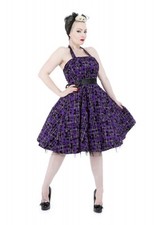 H&R LONDON PURPLE TARTAN HALTER PLAID PUNK ROCK GOTH 50s PUNK VINTAGE PROM DRESS