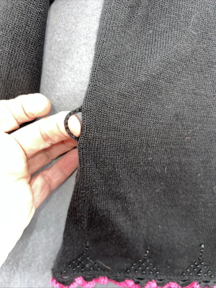 Cardigã pulôver borboletas vintage Jack B suéter rápido feminino tamanho M preto - Imagem 4 de 4