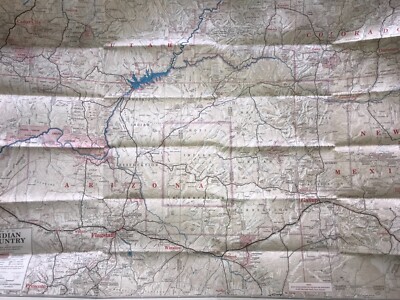 1968 Indian Country Road Map AAA Route 66 Automobile Club South California VTG