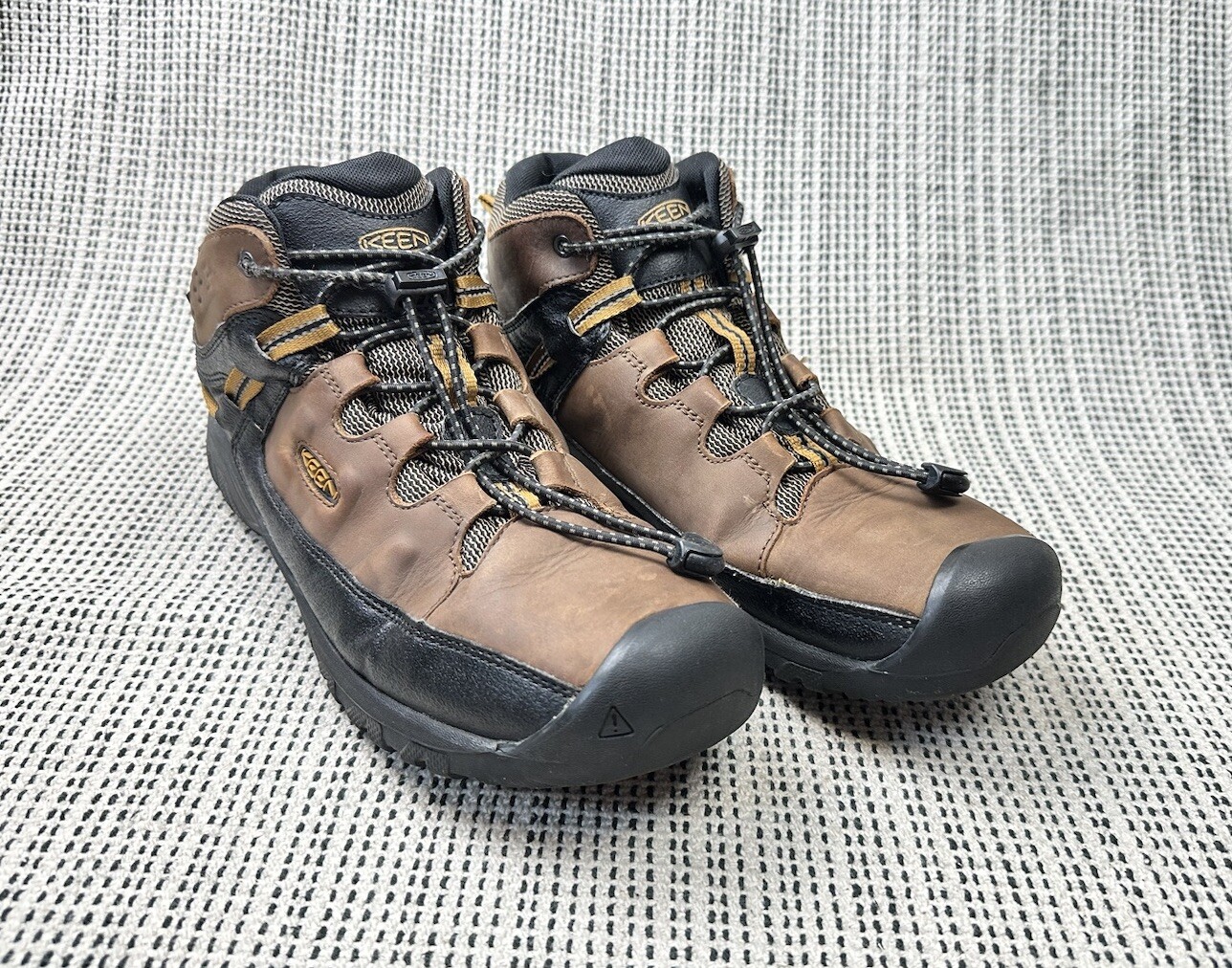 Stivali da trekking Keen Targhee bambini 7 terra scura marrone dorato elastici pizzo impermeabili