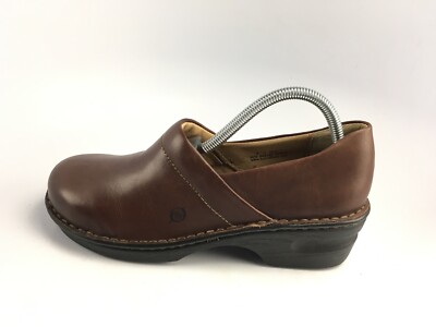 Born Brown Leather Slip On Casual Comfort Clogs Shoes b.o.c. Born Concept Brown Leather Casual Slip On Clogs  main image 4