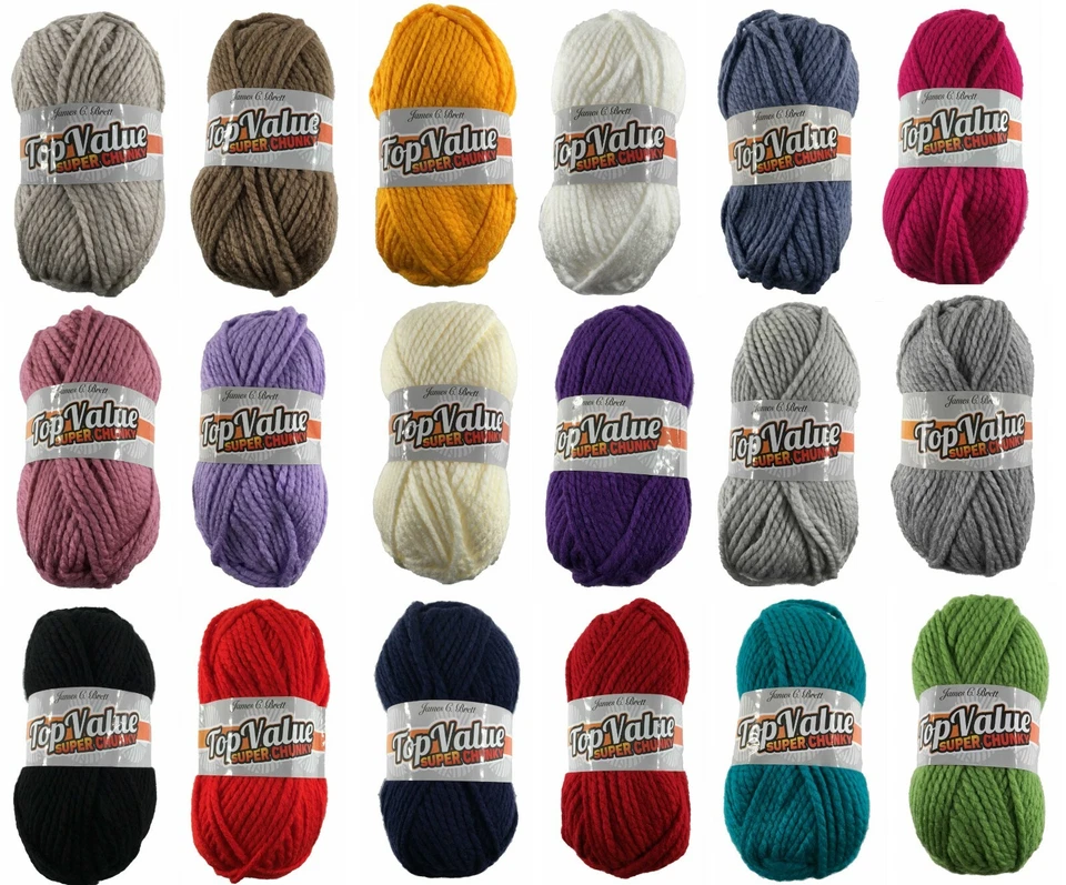 JAMES BRETT James C Brett Top Value Super Chunky 100g ball Knitting/Crochet Yarn Acrylic
