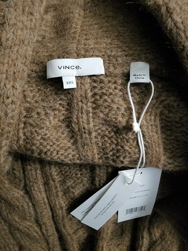 Vince Oversized long Chunky Knit Alpaca Blend Brown Cardigan Size XXS NWT $545 - Picture 2 of 7