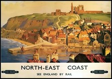 North East Coast Whitby VINTAGE TRAVEL old retro art posters Decor print A3 A4