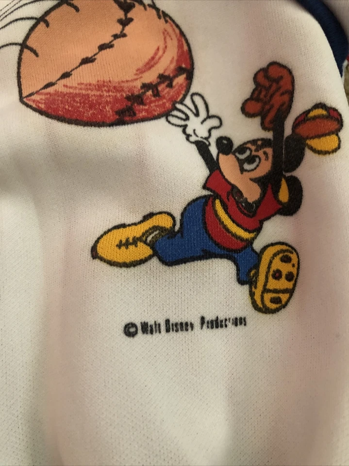 1960 Vintage Niño Pequeño Walt Disney Mickey & Goofy Conjunto de Béisbol Talla 18 Meses Foto 3 de 4