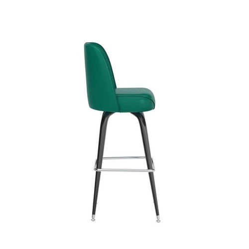 Commercial Quality Metal Restaurant Barstool with Green Vinyl Swivel Bucket Seat - Picture 3 of 9
