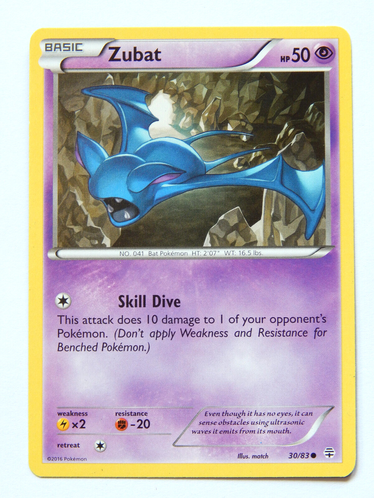 Zubat 30/83 (NM, Pokemon Card, Generations, 2016, Psychic, Common)