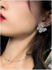 Clicks Trends Zircon Butterfly Decor Stud Earrings For Women