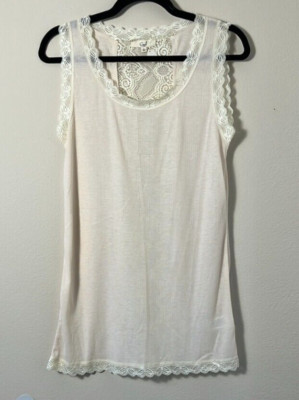 NWT! Easel Los Angeles Long Lace Tank in Cream Size Small