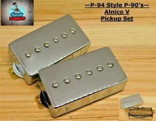 P-94 Style Humbucker sized P-90 Pickups  Chrome Covered ( Alnico 5 )