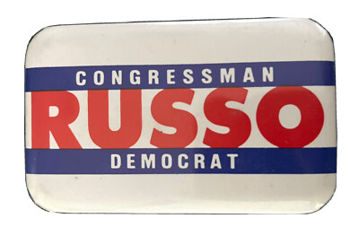 Vintage Congressman Russo Democrat  Chicago Pin 2-3/4  x 1-11/16  Martin Marty
