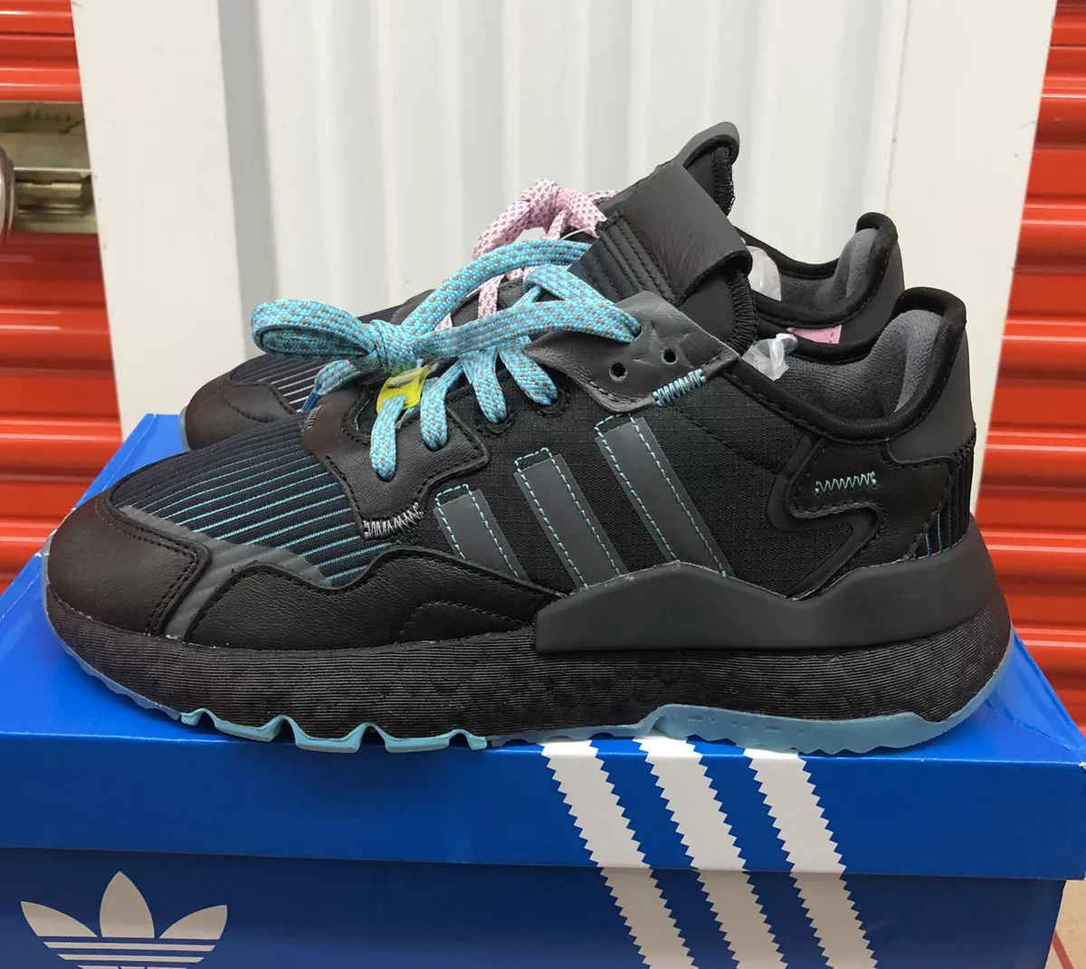 Funktionsfejl cache te adidas Ninja Nite Jogger Kids Shoes Black Blue Glow Junior FY0176 Size 4.5Y  New | eBay