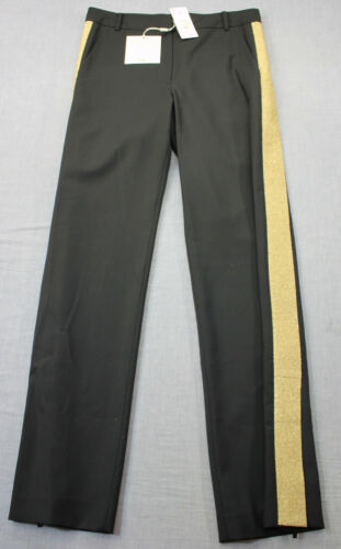 Tibi Women Black w Gold Stripes Tropical Wool Tuxedo Pants NWT Sz 2 30 x 32 $495 - Picture 1 of 6