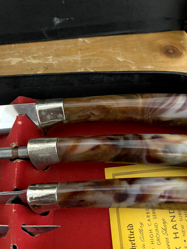 Regent Sheffield Cutlery 9 Piece Lustrex Handle Carving Set In Original Box - Picture 4 of 7