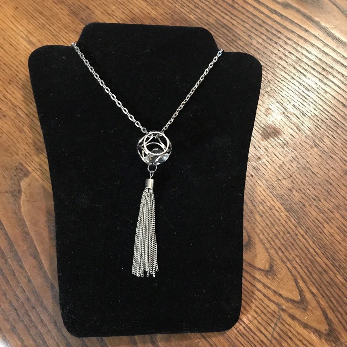 ADULT JEWELS Necklace Tassel Pendant Clear Rhinestone 28