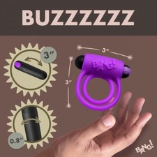 Remote Control 28X Vibrating Penis Ring w Bullet Purple USB Rechargeable Vibe  