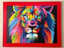 Multi Colored Lion Hand Painting on canvas 