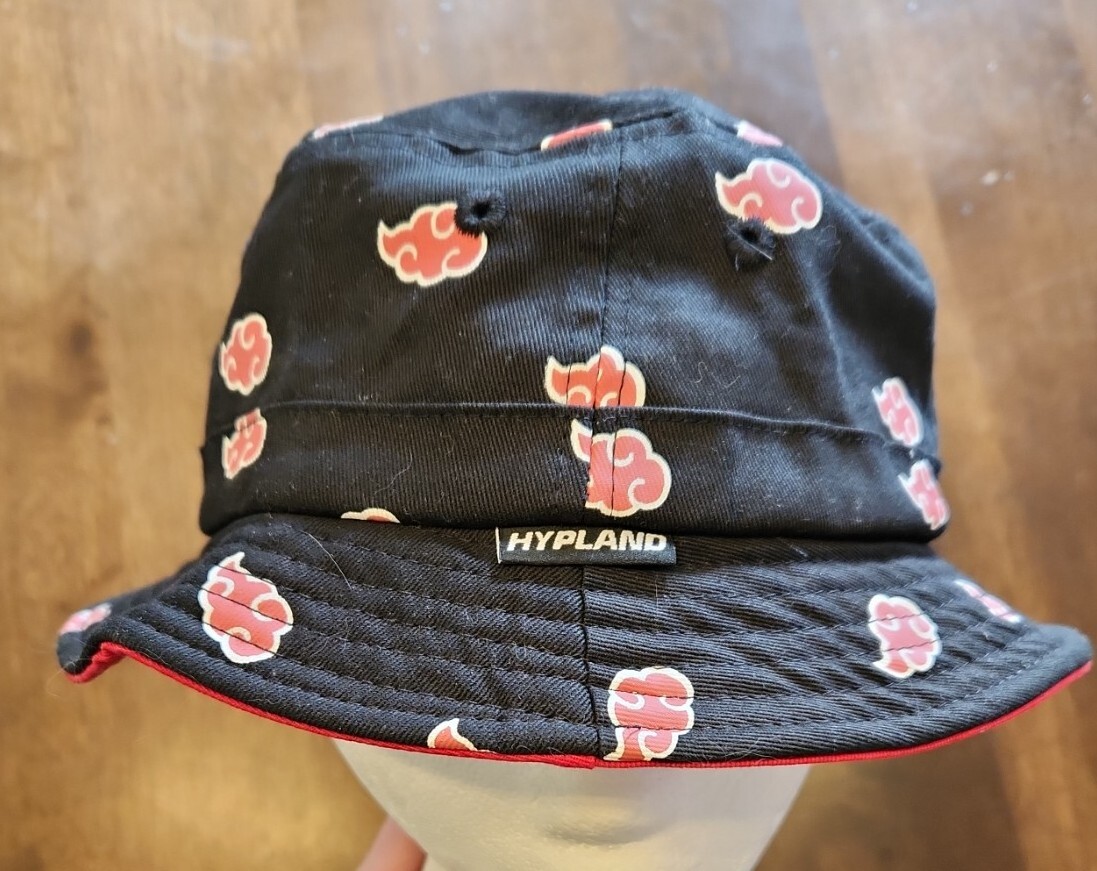 Vtg 2002 Naruto Shippuden Akatsuki Red Clouds All Over Bucket Hat
