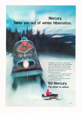 vintage 1969 MERCURY SNOWMOBILES 1-page sales ad advertisement ~ Hibernation fun